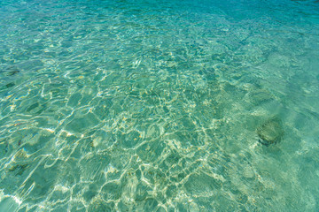 Fototapeta na wymiar Beautiful Water Sea Ocean background pattern Tropical Beach blue Summer view Sunshine at Sand and Sea Asia Beach Thailand Destinations 