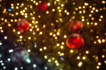 bokeh Christmas balls and Christmas tree