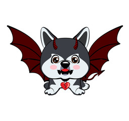 Devil Dog with horns and bat wings