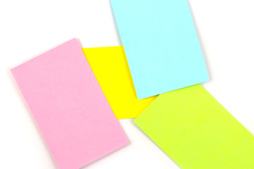 Color paper name card isolated on white