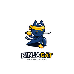 Animal Ninja cat logo icon mascot with katana samurai character illustration sticker © Abdie