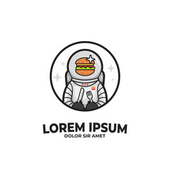 Burger astronaut food character illustration. Burgernaut character mascot logo icon badge