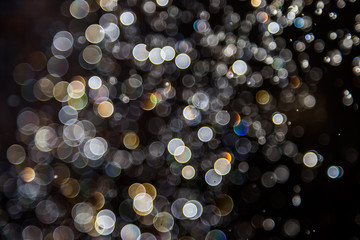 bokeh of water drops levitating in the air