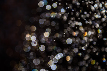 bokeh of water drops levitating in the air