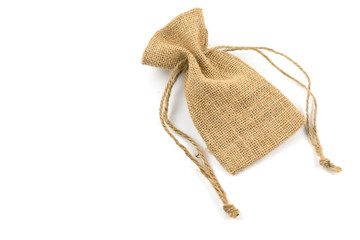 Fototapeta premium Brown textile sack isolated on white background