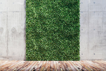 Fototapety  3d render zielonego świeżego pionowego ogrodu i betonowej ściany