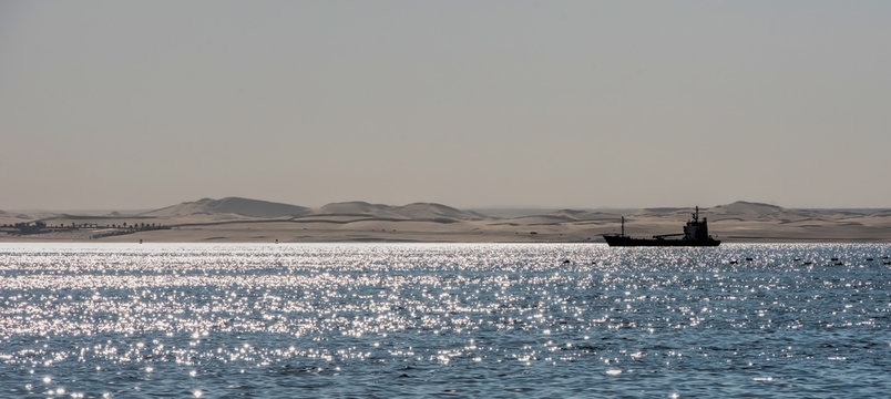 boat on the lagoon in Namibia