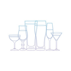 cups and glasses set icons vector illustration design