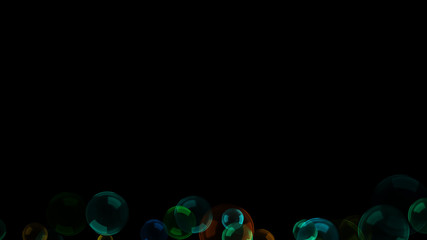 Background with a variety of multi-colored translucent soap bubbles.