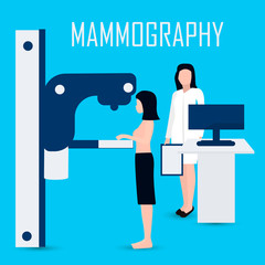 women getting a mammogram, flat style. Vector