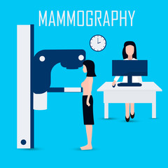 women getting a mammogram, flat style. Vector