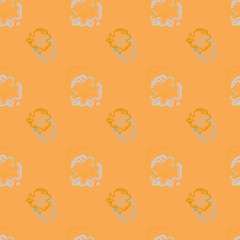 Seamless background pattern with colored diverse doodles.