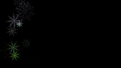 Abstract background with a variety of colorful snowflakes. Big and small.