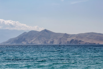 Sea with mountain and windsurfing, Baska Croatia