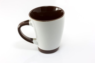 Empty White with brown mug on white