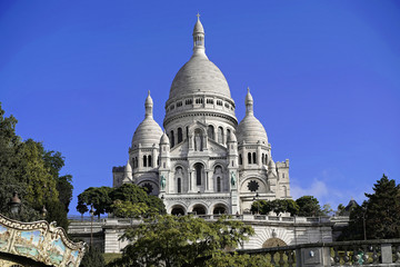 Fototapeta premium Katedra Sacre Couer, Montmartre, Paryż, region Île-de-France, Francja, Europa