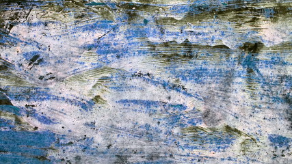 Eroded metal texture. Rusty Colored Metal with cracked paint, grunge light blue, white, grey background