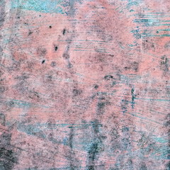 Eroded metal texture. Rusty Colored Metal with cracked paint, grunge light pink, white, grey square background