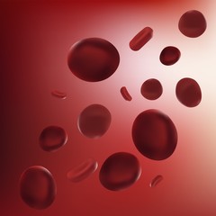 Realistic vector illustration red blood cell. Scientific concept. Red blood cells in vein