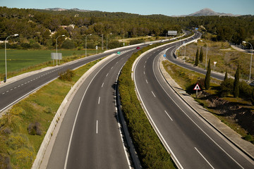 Aerial top view of road