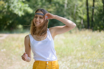 Hippie girl on natural background