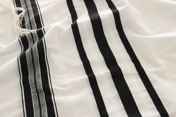 White Prayer Shawl - Tallit, jewish religious symbol.