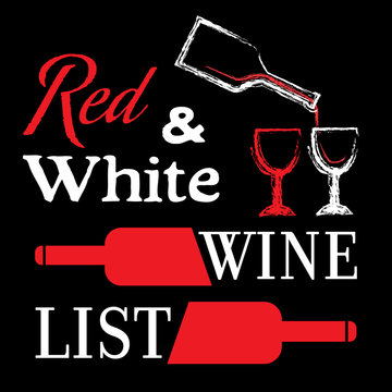 Colorful wine list design with red and white wine