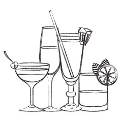 set cups cocktails icons vector illustration design