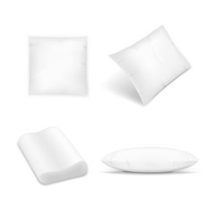 Realistic pillows set on white background. Graphic concept for your design.