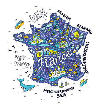Handdrawn map of France