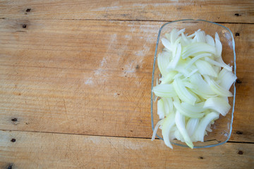 sliced onion on board