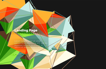 Vector 3d triangle abstract background, polygonal geometric design