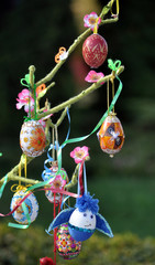 Easter eggs on a thread