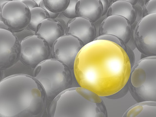 Yellow and grey spheres