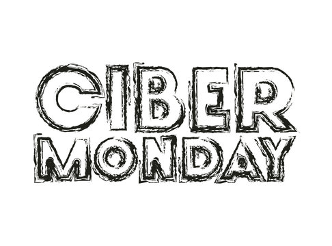 cyber monday message with hand made font vector illustration design