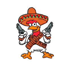 Mexican rooster with guns