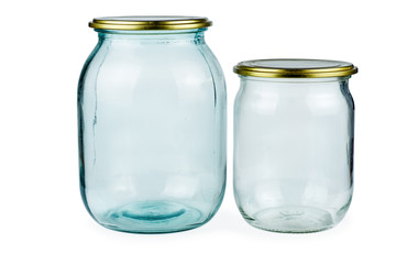 Empty one (and half) litre glass jars with tin lids