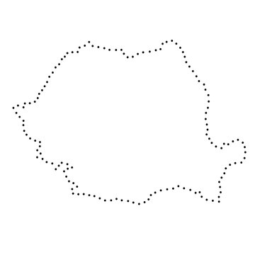 Romania abstract schematic map from the black dots along the perimeter. Vector illustration.