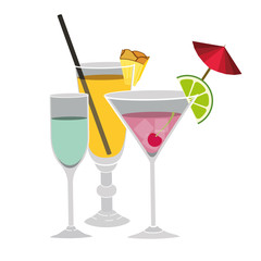 set cups cocktails icons vector illustration design