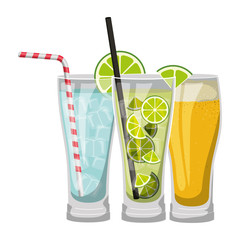set cups cocktails icons vector illustration design