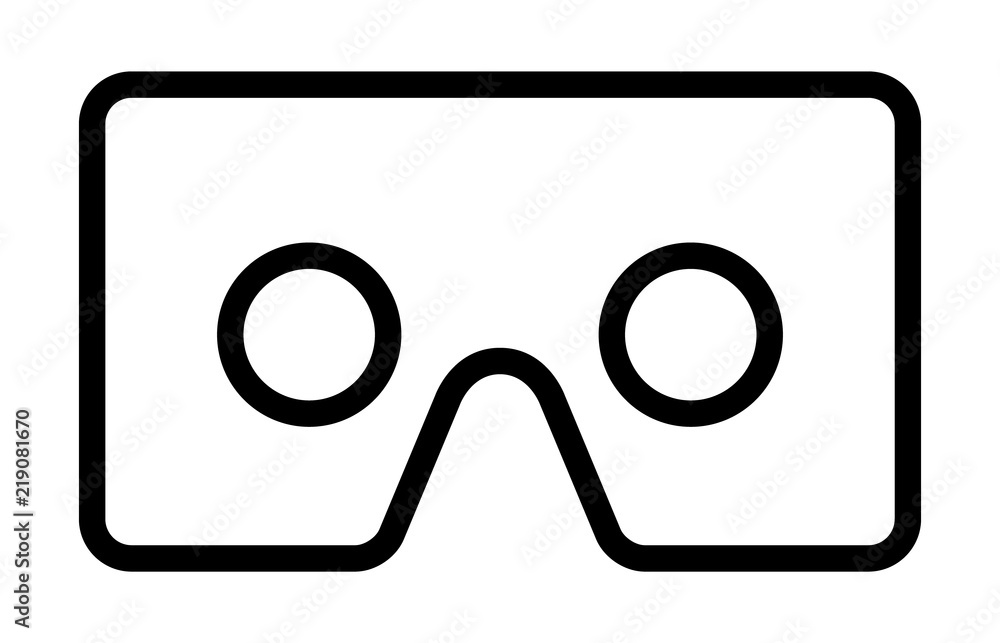 Poster cardboard virtual reality head mount viewer for smartphones line art vector icon for vr apps and web