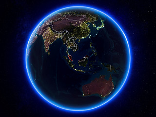 Malaysia on Earth from space at night
