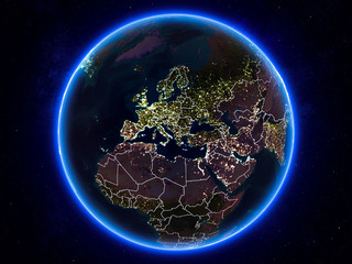 Kosovo on Earth from space at night