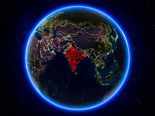 India on Earth from space at night