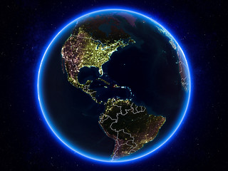 Haiti on Earth from space at night