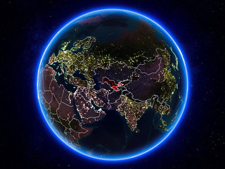 Uzbekistan on Earth from space at night