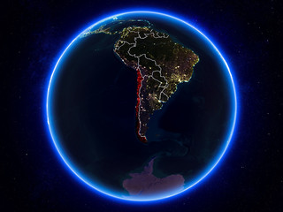 Chile on Earth from space at night