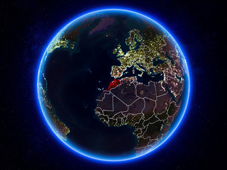Morocco on Earth from space at night
