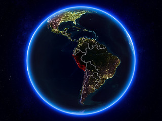 Peru on Earth from space at night