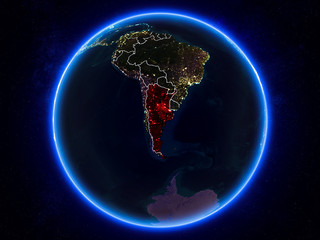 Argentina on Earth from space at night